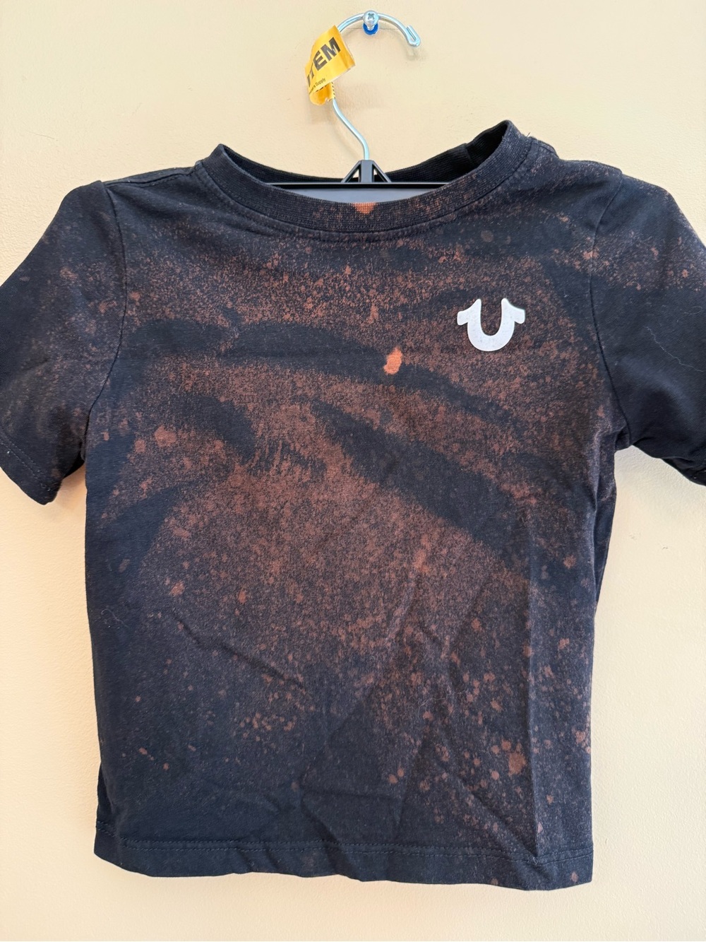 True Religion Black and Rust Bleach-Effect Kids Tee